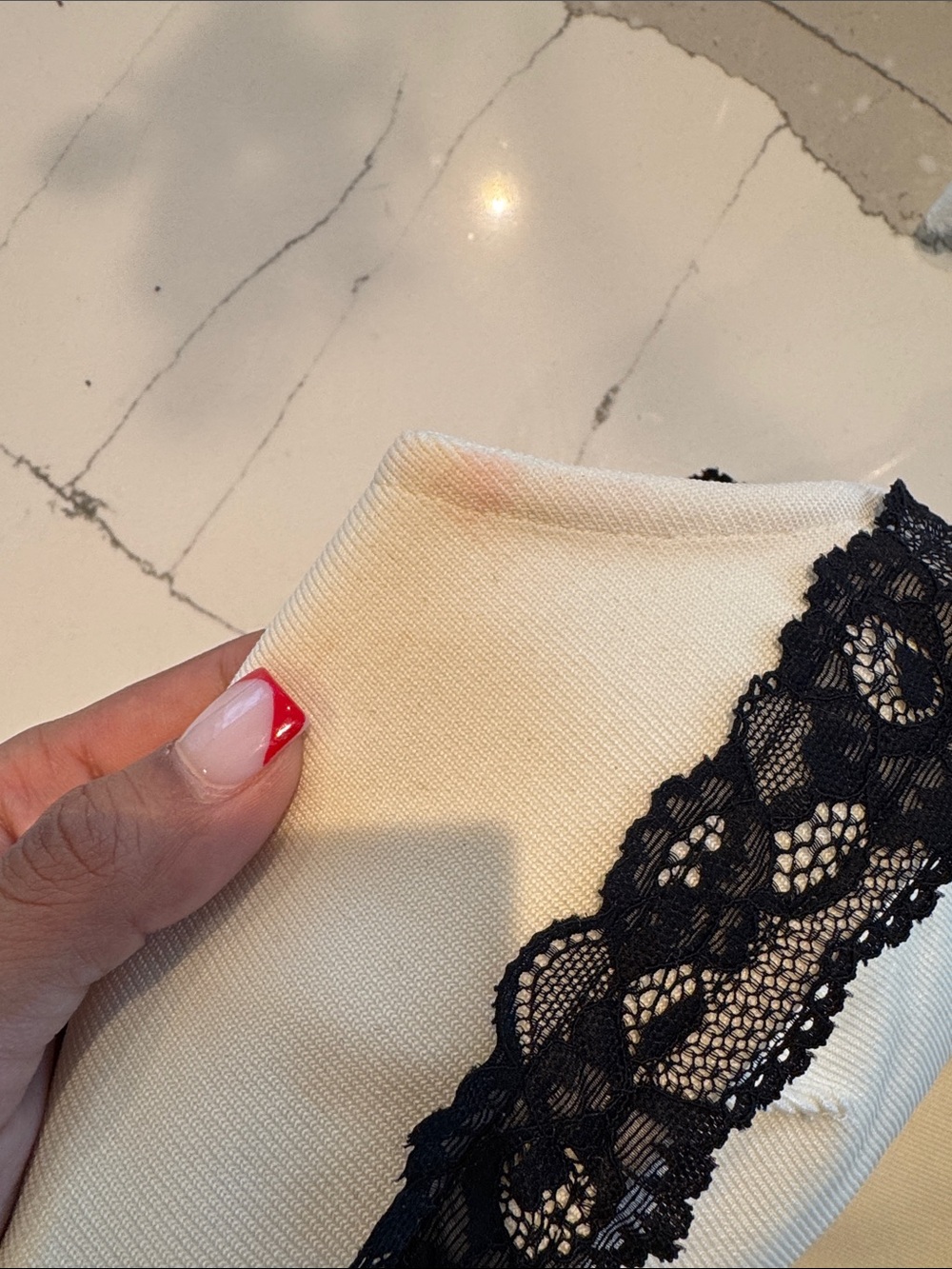 Fashion Nova Ivory Maxi Dress with Black Lace Trim - Picture 4 of 4